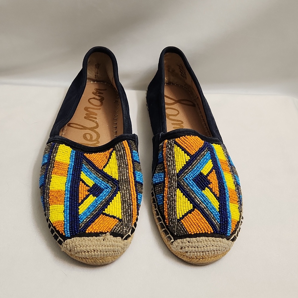 Sam Edelman Maris Colorful Beaded Aztec Tribal Suede Espadrilles (W Size 7.5)